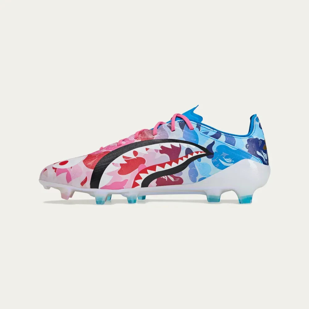 Tênis BAPE x adidas F50 Elite Clear Pink Cloud White Icey Blue 2025