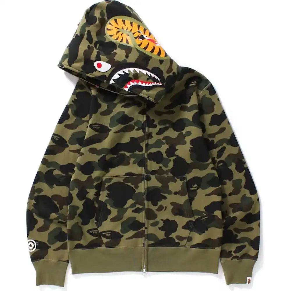 Moletom BAPE 1st Camo Shark Full Zip Hoodie Green
