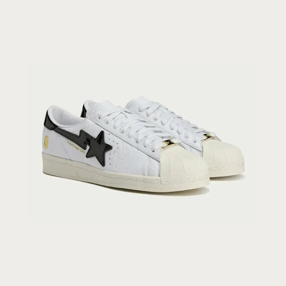 Tênis Adidas Superstar Vintage x Bape White Black