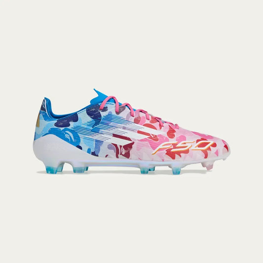 Tênis BAPE x adidas F50 Elite Clear Pink Cloud White Icey Blue 2025
