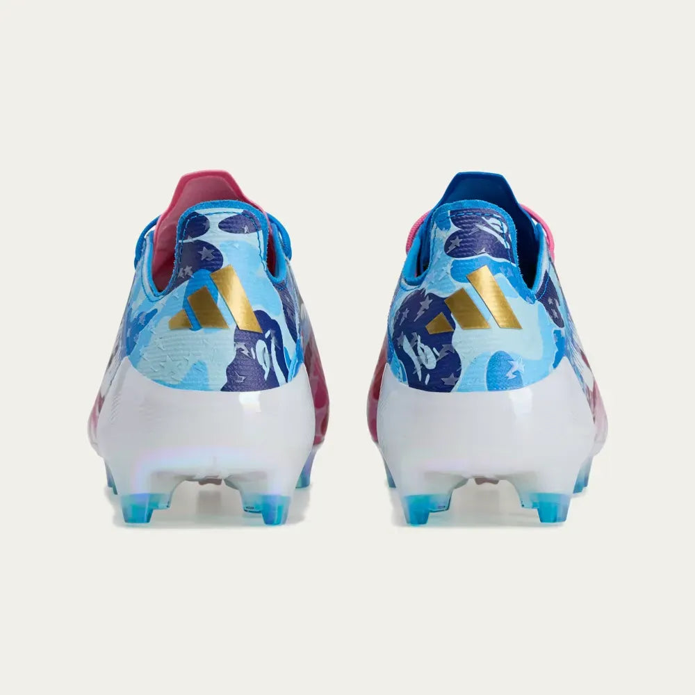 Tênis BAPE x adidas F50 Elite Clear Pink Cloud White Icey Blue 2025