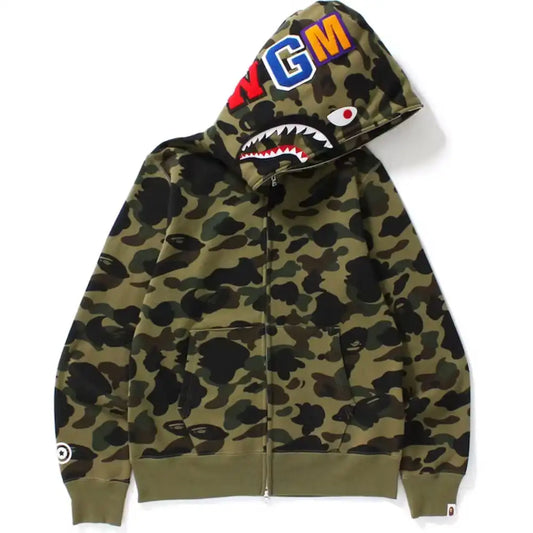 Moletom BAPE 1st Camo Shark Full Zip Hoodie Green
