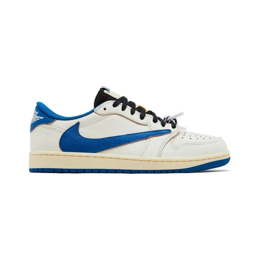 Tênis Jordan 1 Retro Low OG SP Fragment x Travis Scott Sail Military Blue